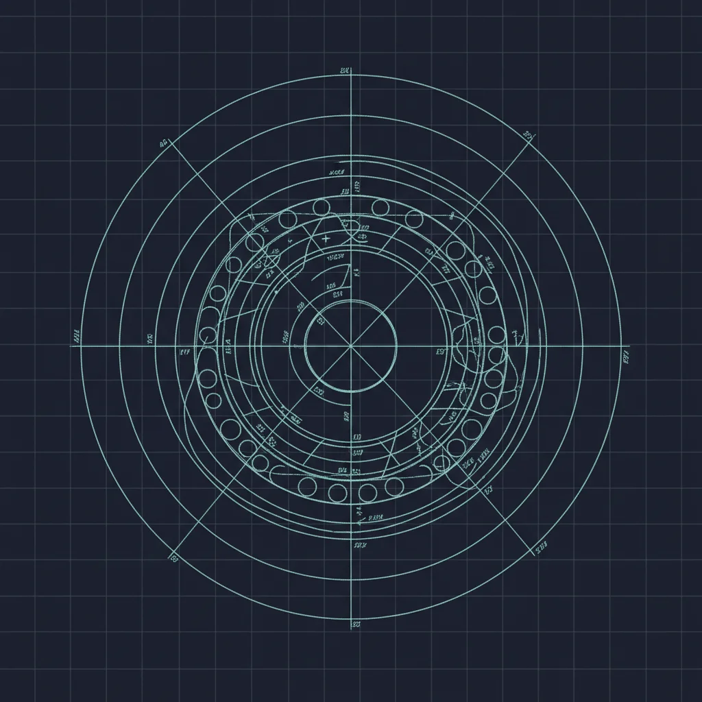 Croquis technique d'un astrolabe, représentant la phase de réflexion