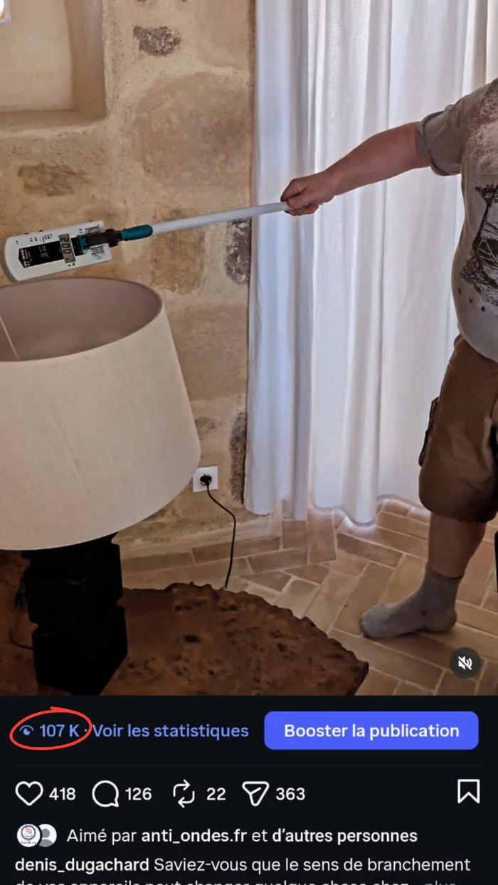 Capture des statistiques Instagram : 107 000 vues sur une publication de Denis